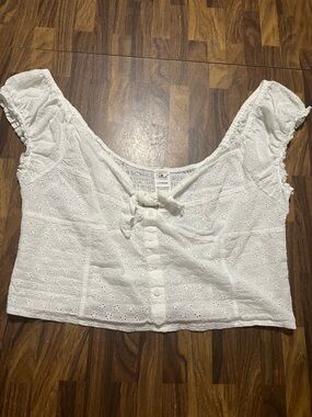 PINK Victoria’s Secret White Large Frankies Bikinis Cinched Back Crop Top